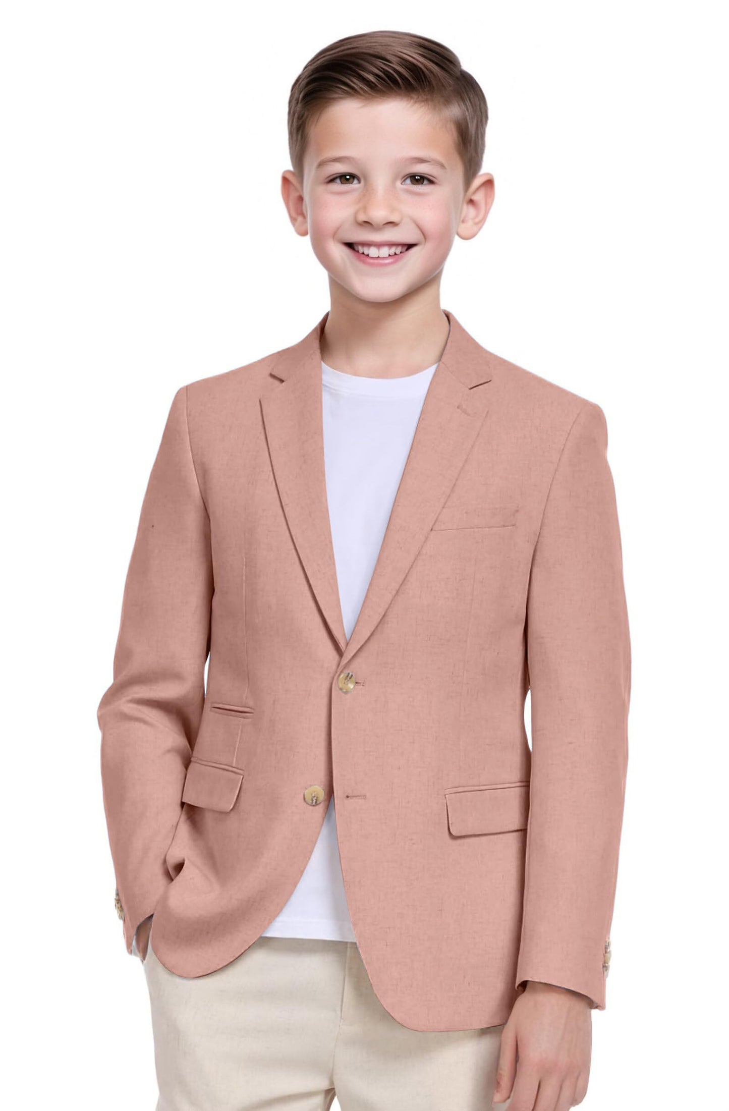 Boys Linen Suit Jacket Casual Summer Suit for Kids Two Button Sport Coat Linen Blazer Wedding Guest Outfit Lightweight