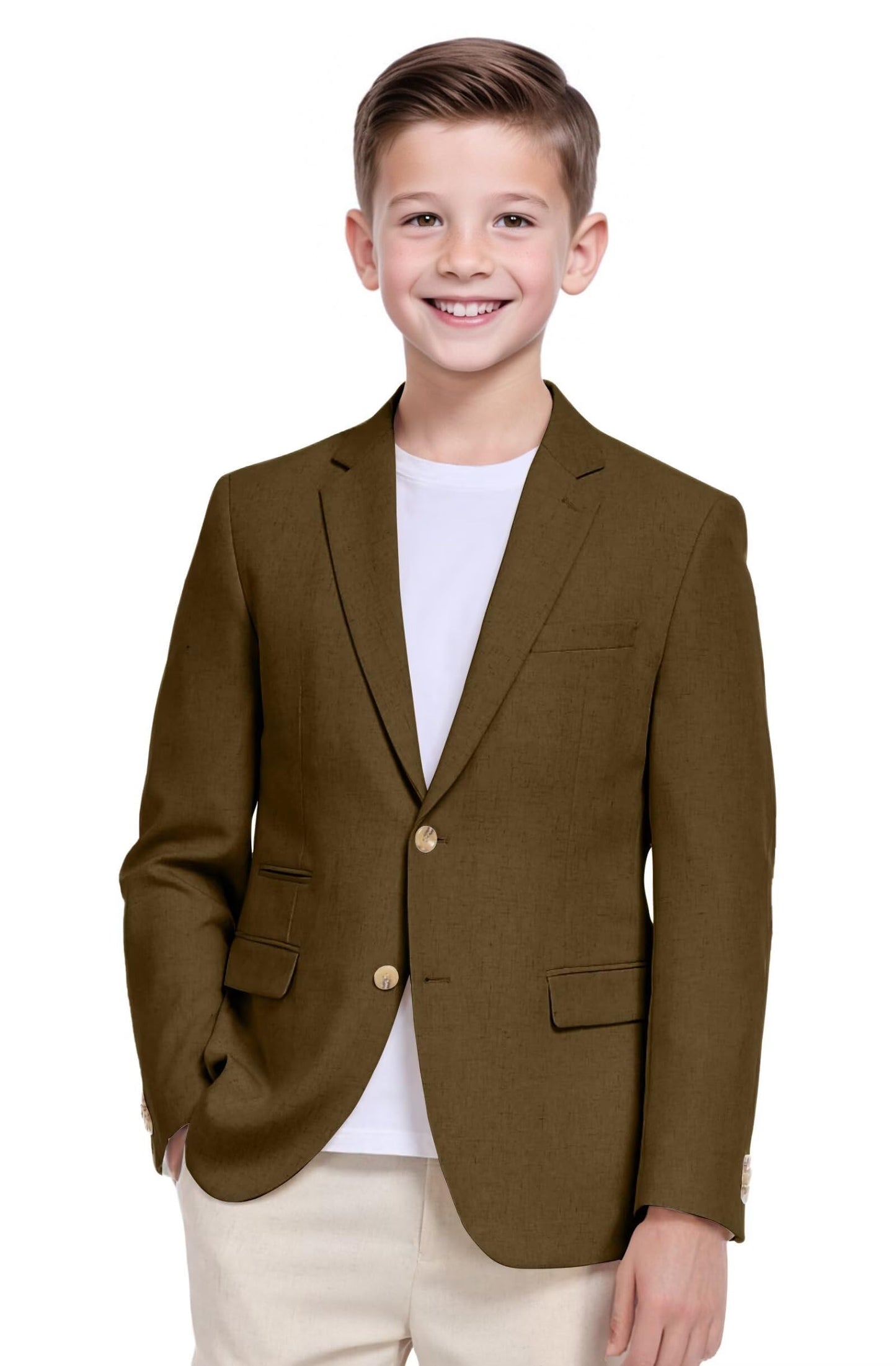 Boys Linen Suit Jacket Casual Summer Suit for Kids Two Button Sport Coat Linen Blazer Wedding Guest Outfit Lightweight