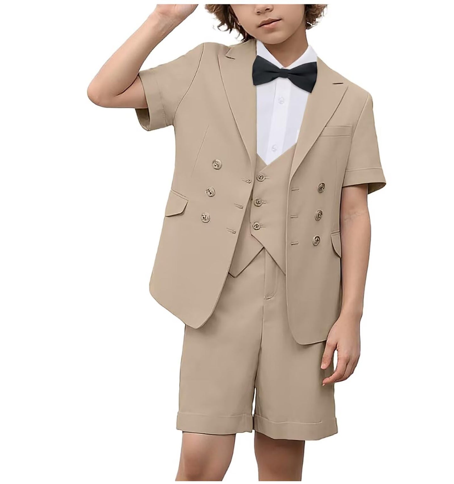 Boys Suit 3 Piece Set, Formal Slim Fit Suits Sets,Vest Pants Toddler Tuxedos for Wedding Toddler