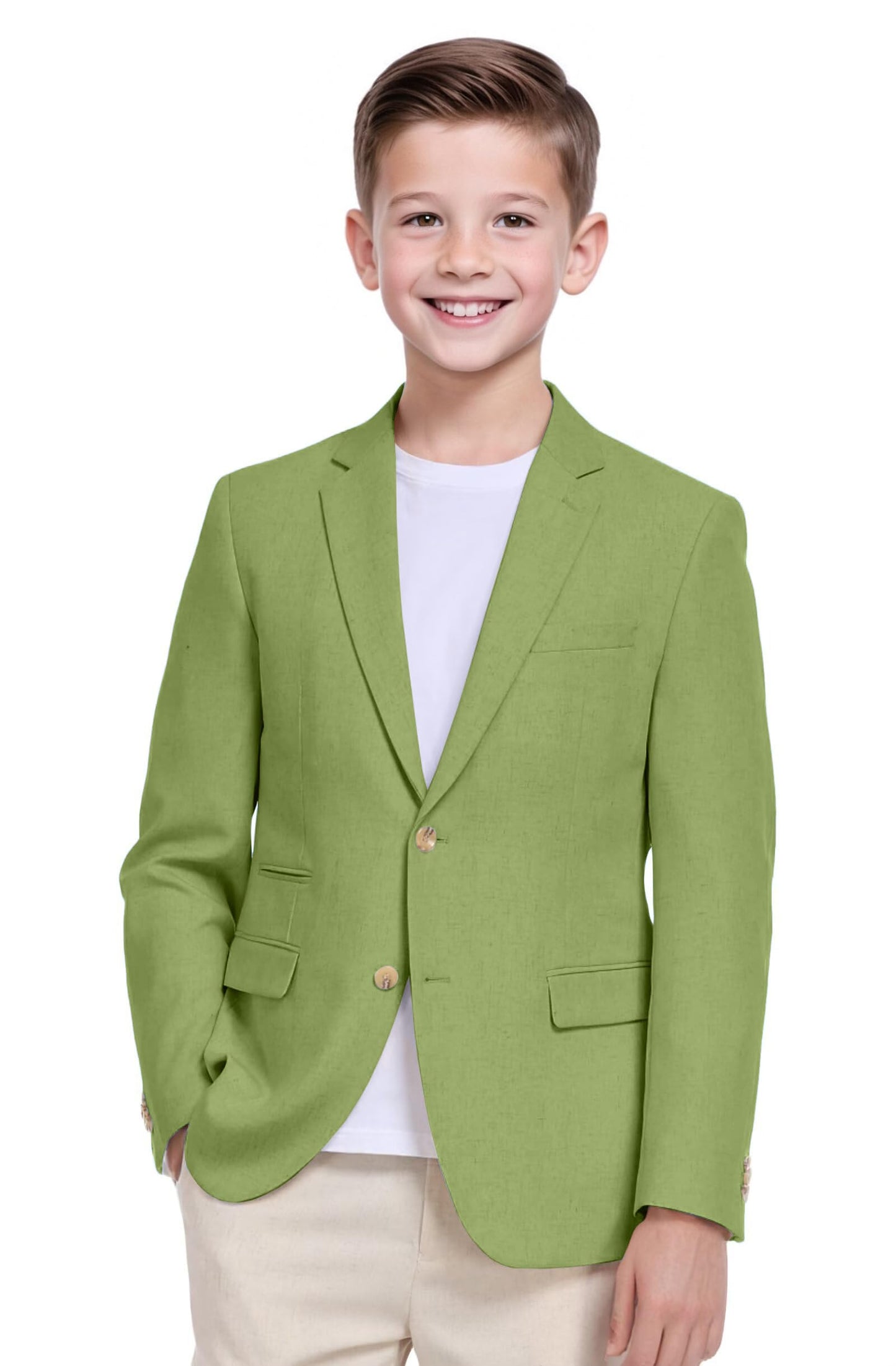 Boys Linen Suit Jacket Casual Summer Suit for Kids Two Button Sport Coat Linen Blazer Wedding Guest Outfit Lightweight