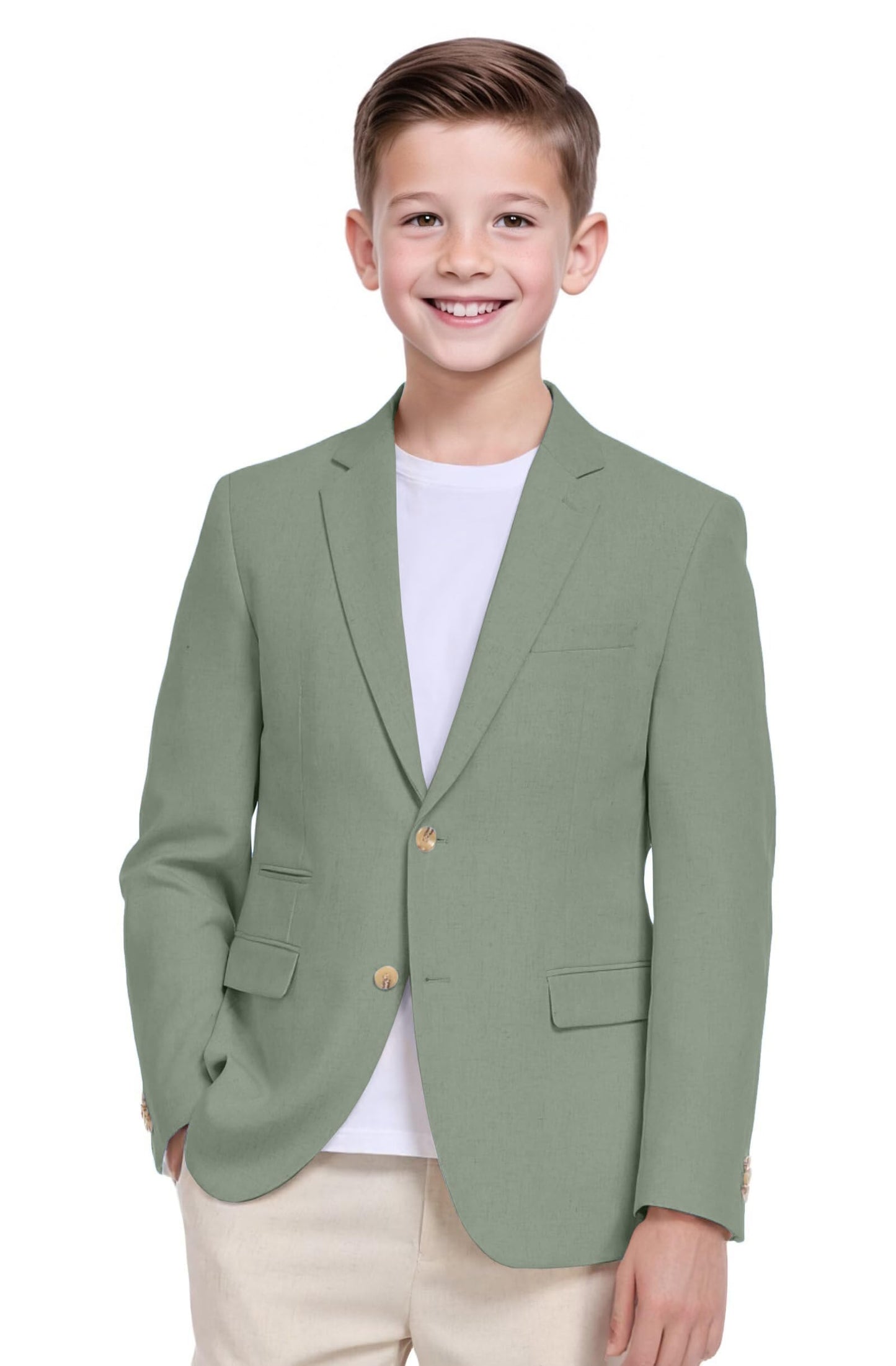 Boys Linen Suit Jacket Casual Summer Suit for Kids Two Button Sport Coat Linen Blazer Wedding Guest Outfit Lightweight