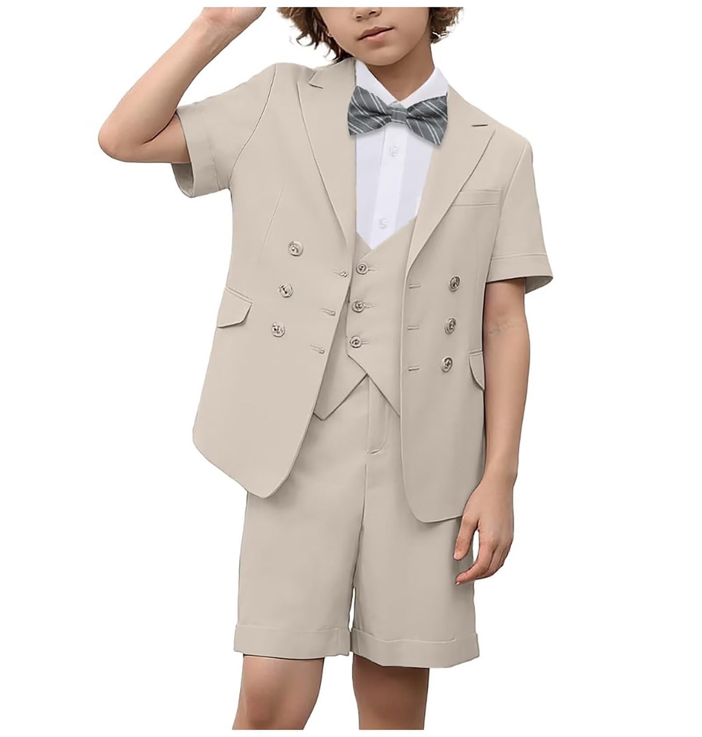 Boys Suit 3 Piece Set, Formal Slim Fit Suits Sets,Vest Pants Toddler Tuxedos for Wedding Toddler