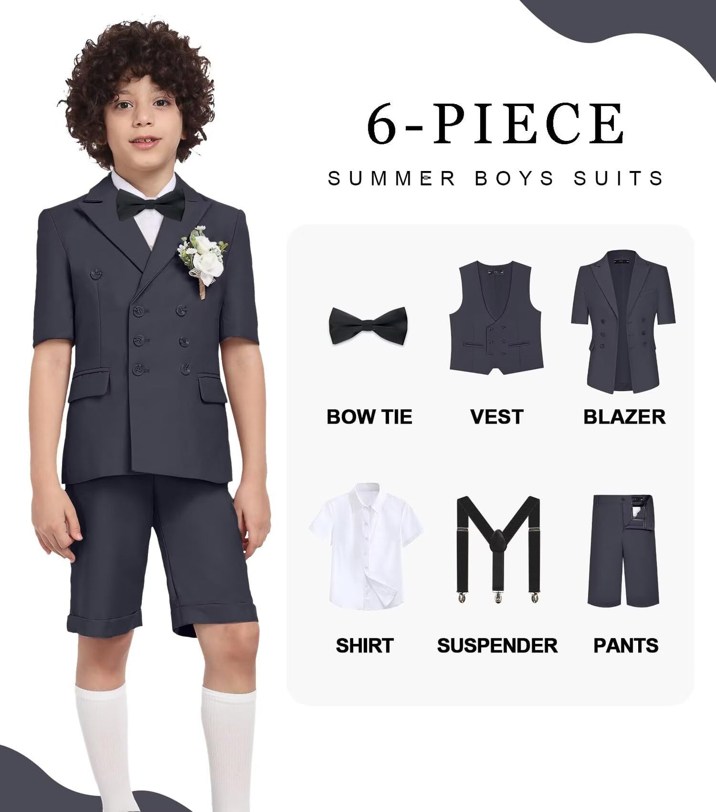 Boys Suit 3 Piece Set, Formal Slim Fit Suits Sets,Vest Pants Toddler Tuxedos for Wedding Toddler