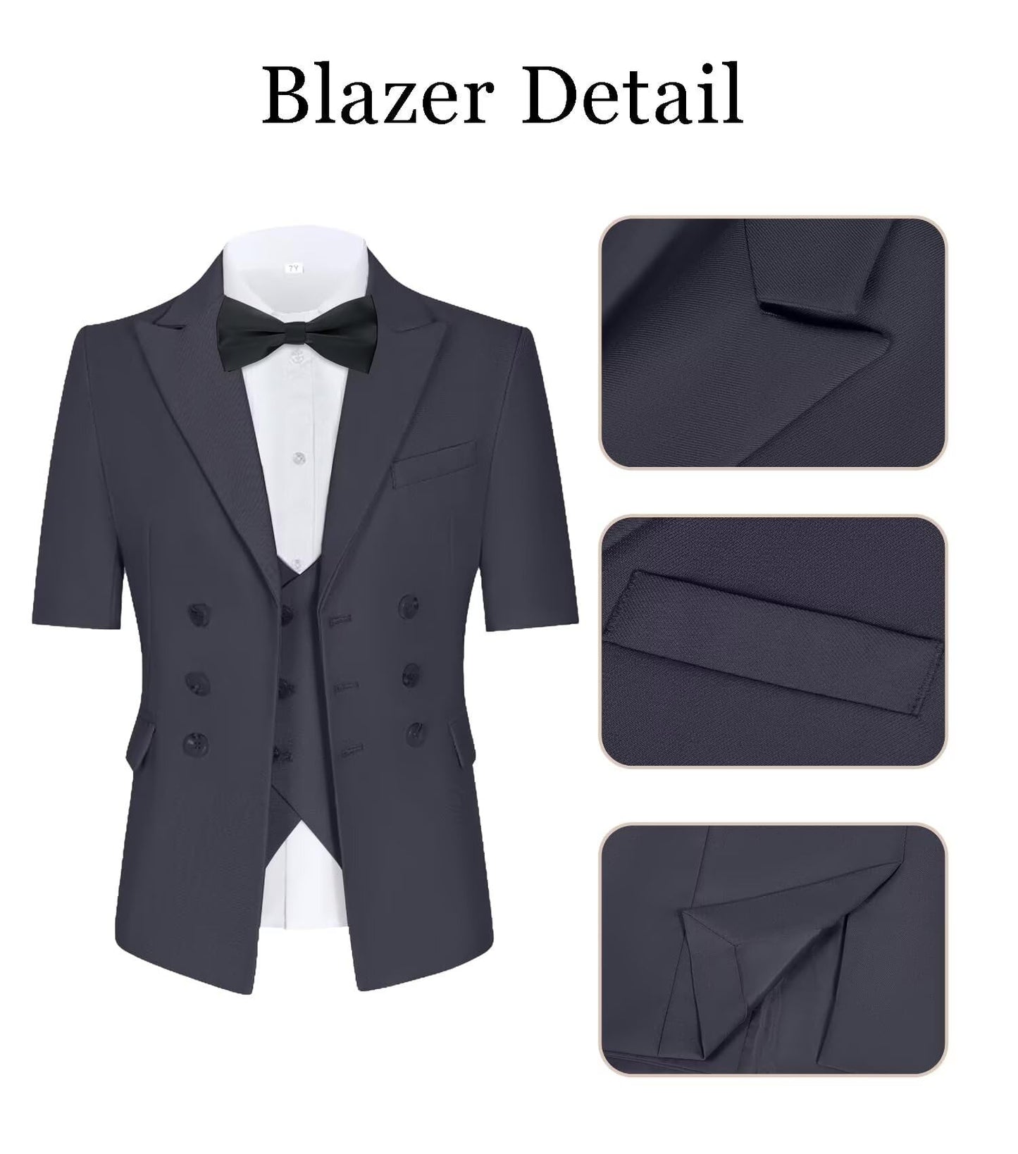 Boys Suit 3 Piece Set, Formal Slim Fit Suits Sets,Vest Pants Toddler Tuxedos for Wedding Toddler