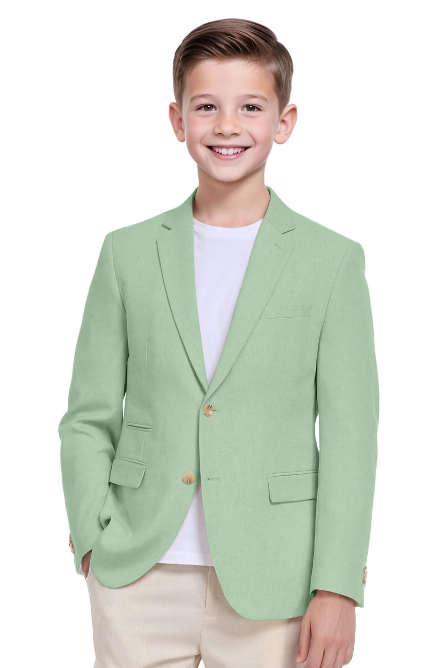 Boys Linen Suit Jacket Casual Summer Suit for Kids Two Button Sport Coat Linen Blazer Wedding Guest Outfit Lightweight