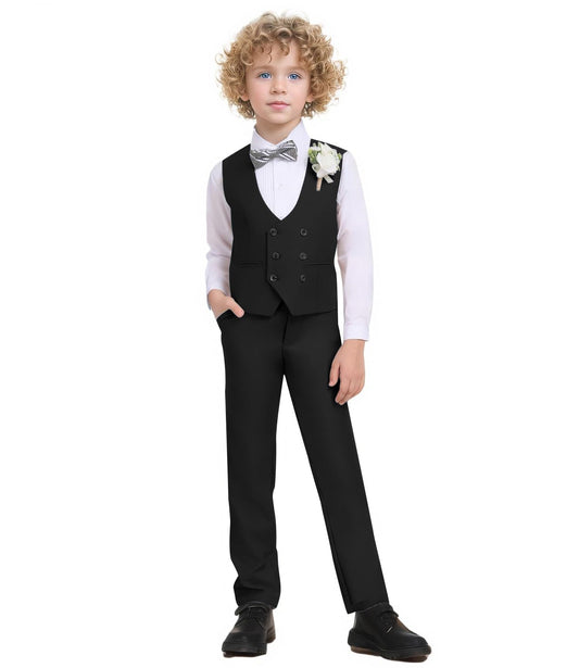 5 Piece Suit for Boys Slim Fit Formal Suit Double Button Kids Wedding Ring Bearer Outfits Tuxedo Suit Set