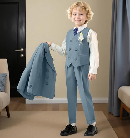 5 Piece Suit for Boys Slim Fit Formal Suit Double Button Kids Wedding Ring Bearer Outfits Tuxedo Suit Set