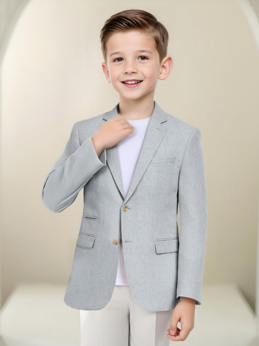 Boys Linen Suit Jacket Casual Summer Suit for Kids Two Button Sport Coat Linen Blazer Wedding Guest Outfit Lightweight