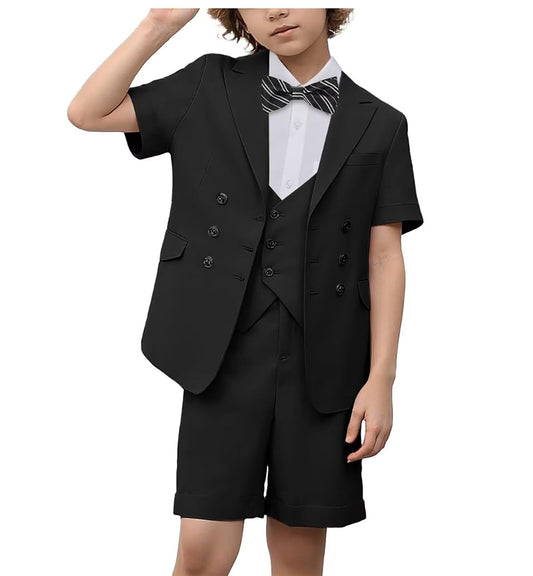 Boys Suit 3 Piece Set, Formal Slim Fit Suits Sets,Vest Pants Toddler Tuxedos for Wedding Toddler