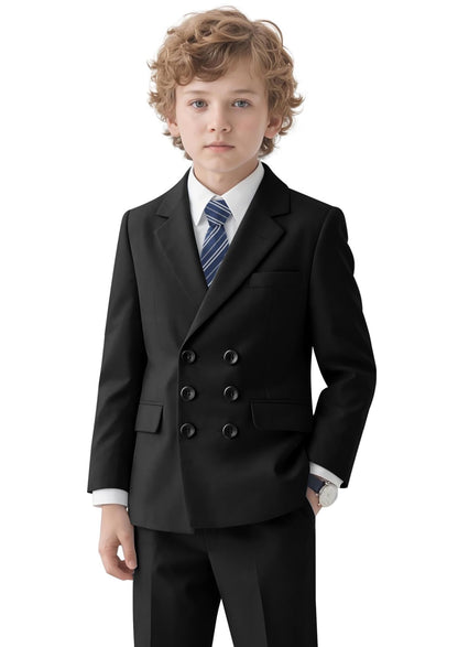 5 Piece Suit for Boys Slim Fit Formal Suit Double Button Kids Wedding Ring Bearer Outfits Tuxedo Suit Set