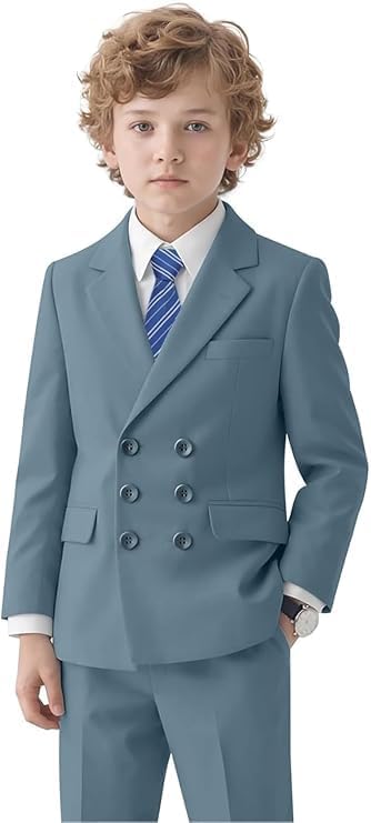 5 Piece Suit for Boys Slim Fit Formal Suit Double Button Kids Wedding Ring Bearer Outfits Tuxedo Suit Set