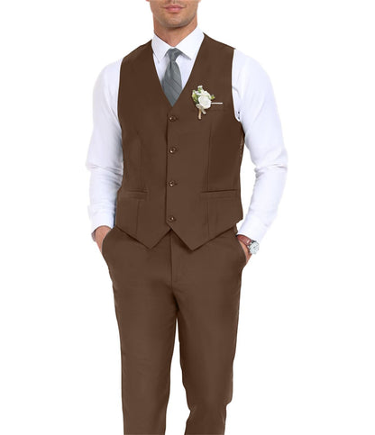 Men's Suit Slim Fit 2 Pieces Suits Set Grooms Tuxedos Business Wedding Prom Party Suit Waistcoat Vest Pants Set