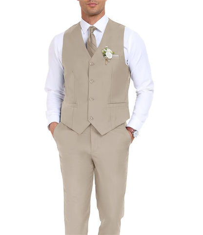 Men's Suit Slim Fit 2 Pieces Suits Set Grooms Tuxedos Business Wedding Prom Party Suit Waistcoat Vest Pants Set