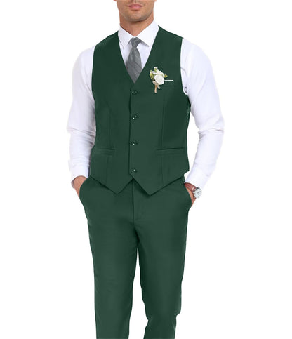 Men's Suit Slim Fit 2 Pieces Suits Set Grooms Tuxedos Business Wedding Prom Party Suit Waistcoat Vest Pants Set