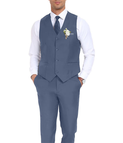 Men's Suit Slim Fit 2 Pieces Suits Set Grooms Tuxedos Business Wedding Prom Party Suit Waistcoat Vest Pants Set
