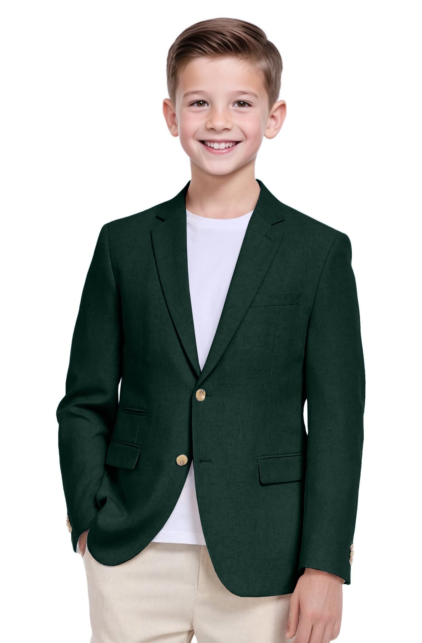 Boys Linen Suit Jacket Casual Summer Suit for Kids Two Button Sport Coat Linen Blazer Wedding Guest Outfit Lightweight