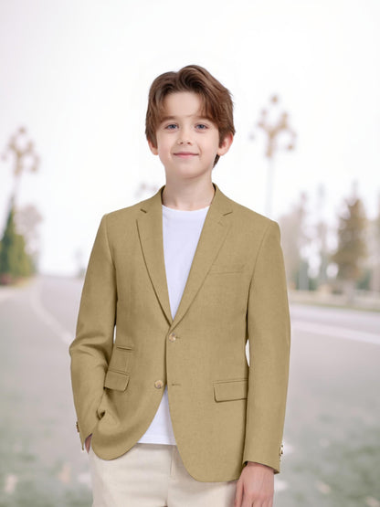 Boys Linen Suit Jacket Casual Summer Suit for Kids Two Button Sport Coat Linen Blazer Wedding Guest Outfit Lightweight