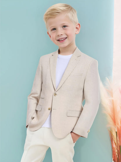 Boys Linen Suit Jacket Casual Summer Suit for Kids Two Button Sport Coat Linen Blazer Wedding Guest Outfit Lightweight