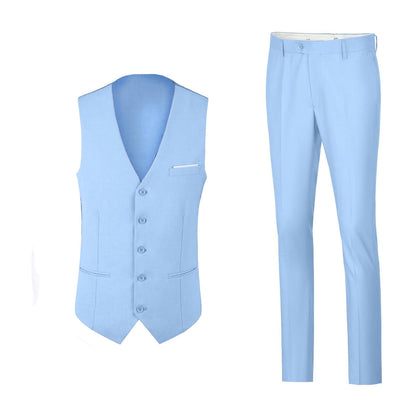 Men's Suit Slim Fit 2 Pieces Suits Set Grooms Tuxedos Business Wedding Prom Party Suit Waistcoat Vest Pants Set