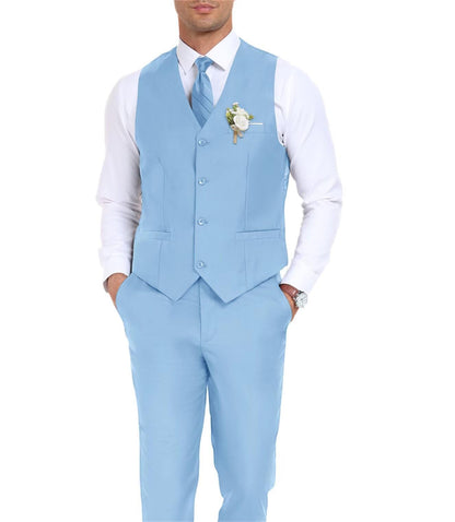 Men's Suit Slim Fit 2 Pieces Suits Set Grooms Tuxedos Business Wedding Prom Party Suit Waistcoat Vest Pants Set