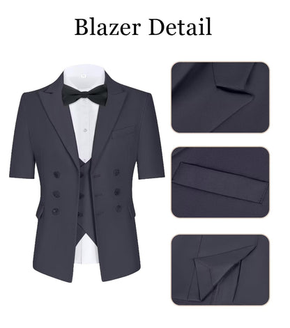 Boys Suit 3 Piece Set, Formal Slim Fit Suits Sets,Vest Pants Toddler Tuxedos for Wedding Toddler