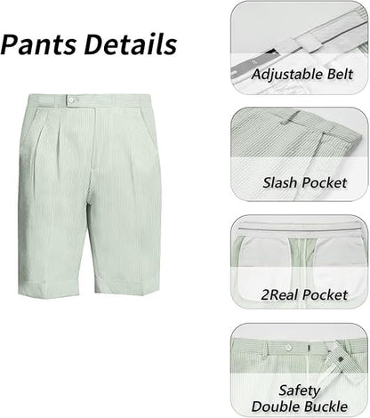 Boys Seersucker Suits 2 Pieces boy Sets for Teens Striped Blazer Short Pants Summer Kids Tuxedos Wedding Outfit