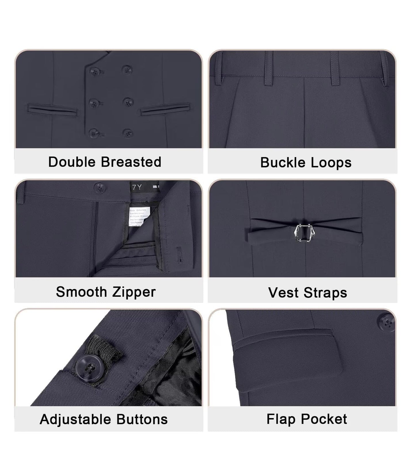 Boys Suit 3 Piece Set, Formal Slim Fit Suits Sets,Vest Pants Toddler Tuxedos for Wedding Toddler