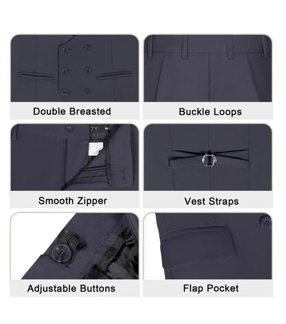 Boys Suit 3 Piece Set, Formal Slim Fit Suits Sets,Vest Pants Toddler Tuxedos for Wedding Toddler